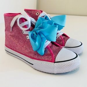 JoJo Siwa High Top Shoes Kids Pink Glitter Sparkle Chucks Sneakers JoJo Bow 2,4